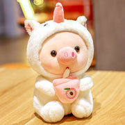 【Plush】Mini Pink Pig Plush Toy Wearing Rabbit Outfits