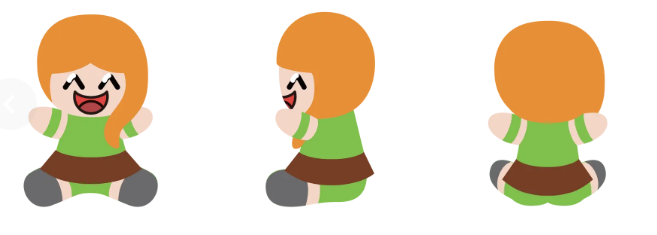 Front, side, and back views of the digital plush toy mockup