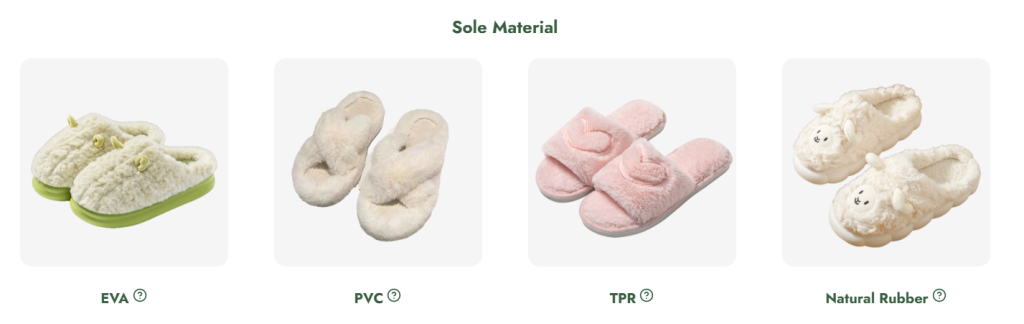 Comparison of slipper sole materials EVA, PVC, TPR, and Natural Rubber for custom footwear- Implementer
