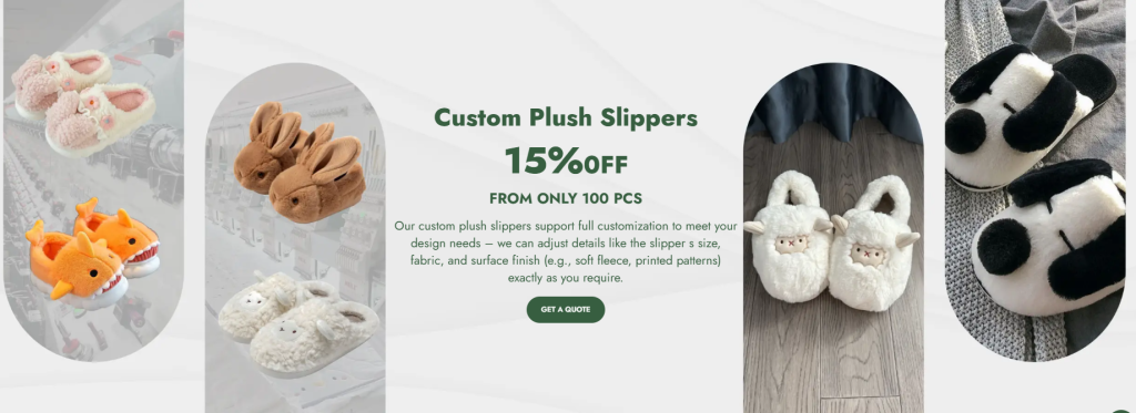 Custom plush slippers manufacturer with low MOQ 100 pieces - Implementer