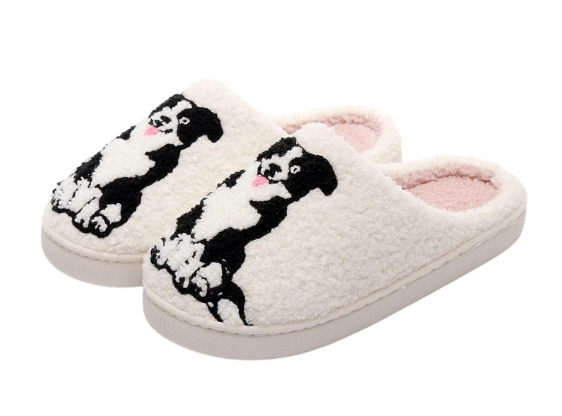 Embroidery in Plush Slippers