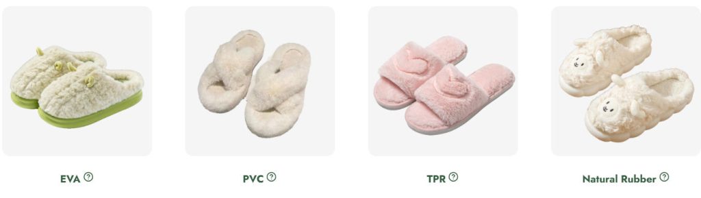 Sole Material in Custom Plush Slippers