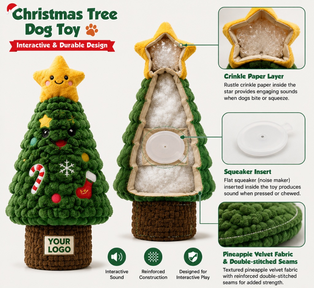 Interactive squeaky Christmas toys for dogs