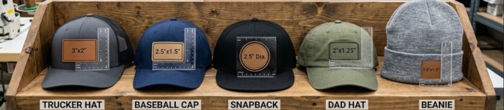 Standard hat patch sizes chart for unique caps