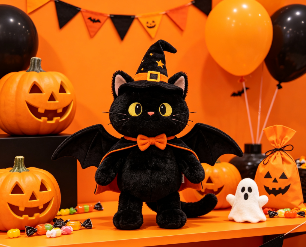 halloween black cat plush application