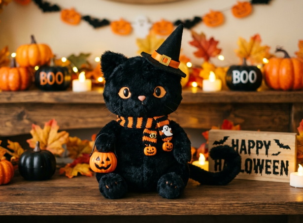 halloween black cat plush