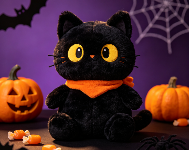 high quality halloween black cat plush