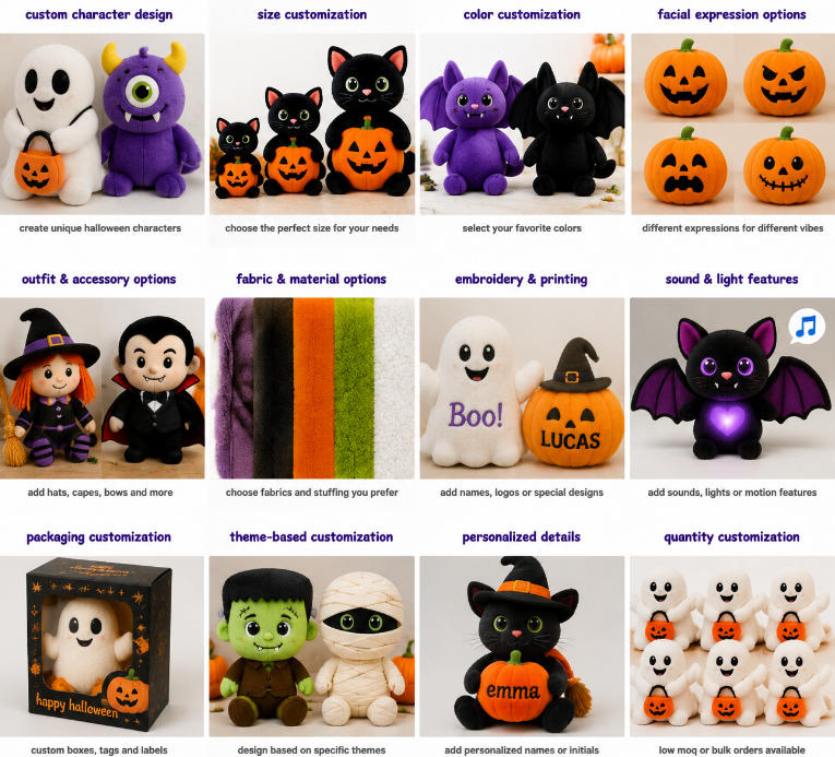 common customization options for Halloween plush toys