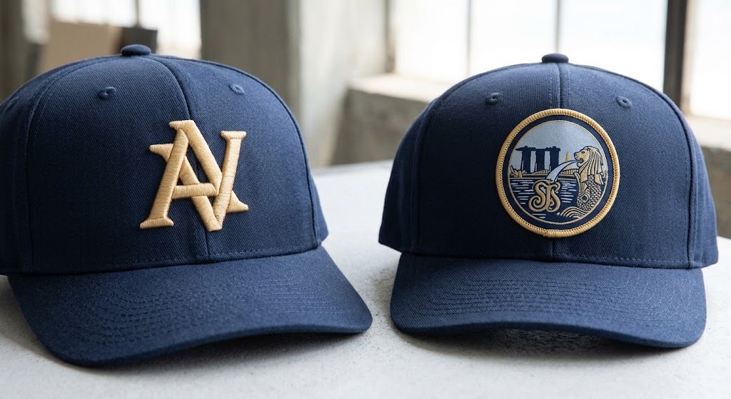 custom structured and unstructured hats decorated with 3d embroidery and patches