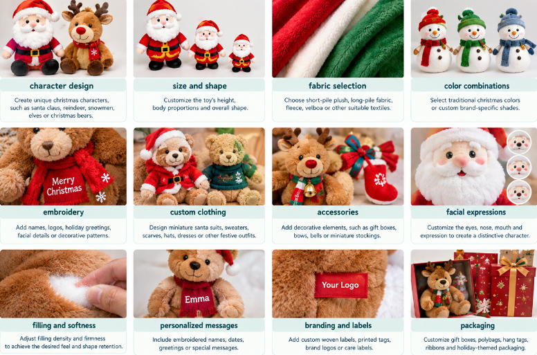 common customization options in Christmas plush toys
